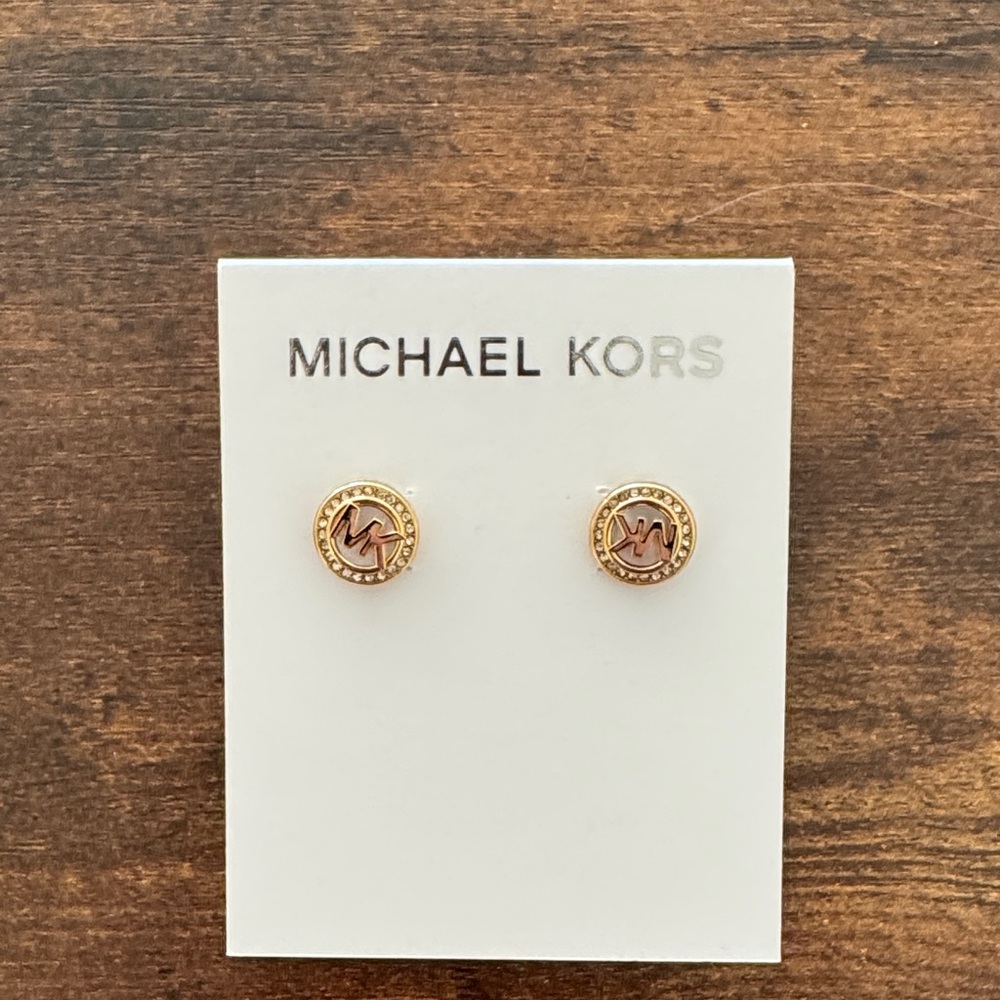 Michael Kors Gold Logo Stud Earrings